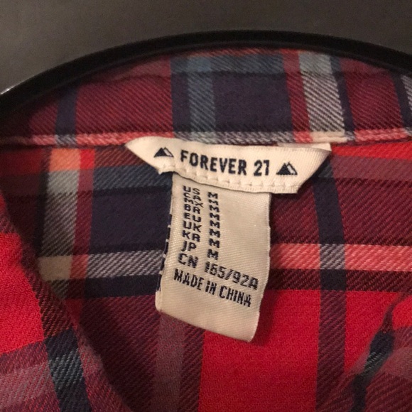 Forever 21 plaid button down shirt size M - Picture 3 of 5